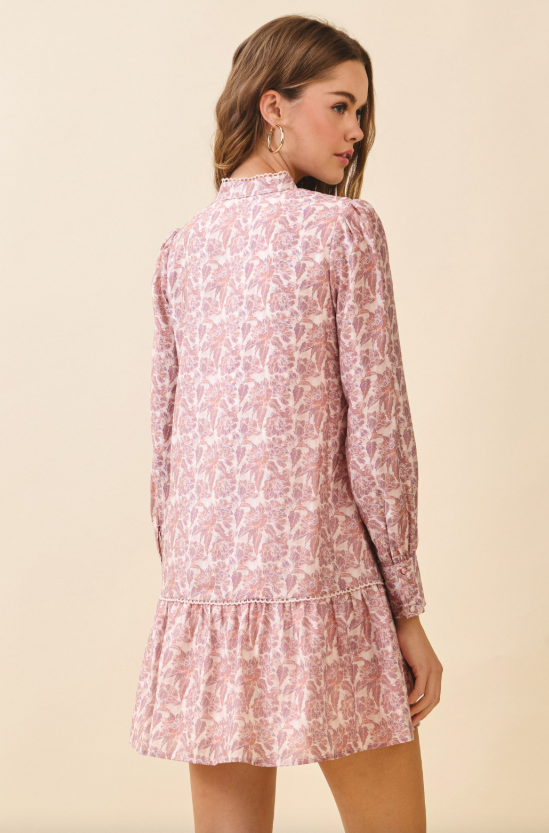 Gwen Floral Lace Trim Babydoll Dress