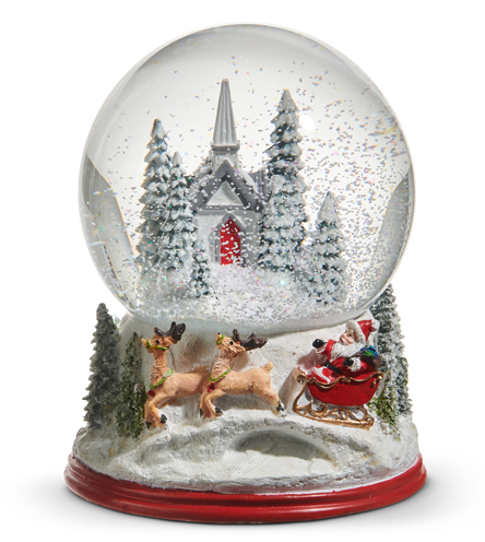 Church & Santa Musical Snow Globe