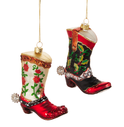 Vintage Glass Western Boot Ornament