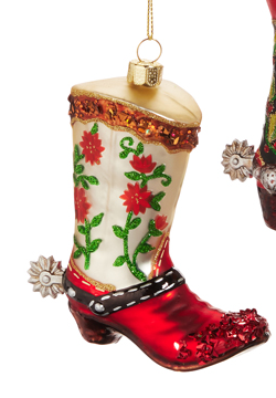 Vintage Glass Western Boot Ornament