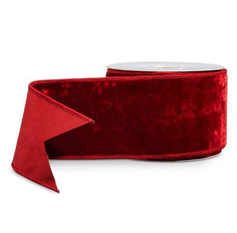 10yds Deep Red Velvet Wired Ribbon