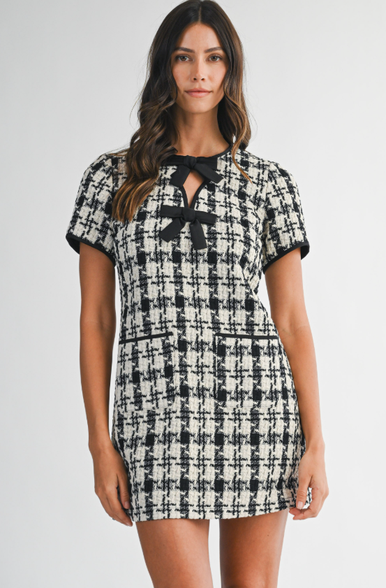 Alexia Tweed Bow Detail Mini Dress