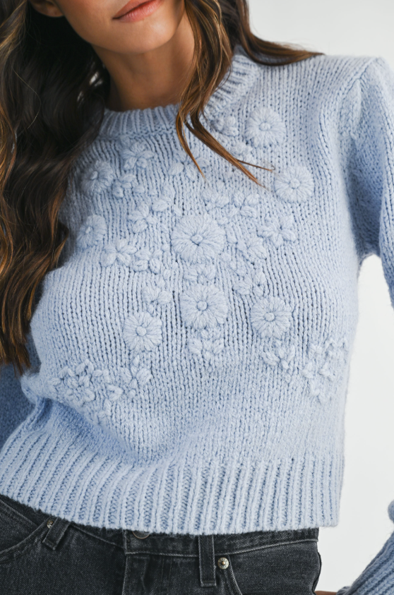 Roselyn Embroidered Balloon Sleeve Sweater