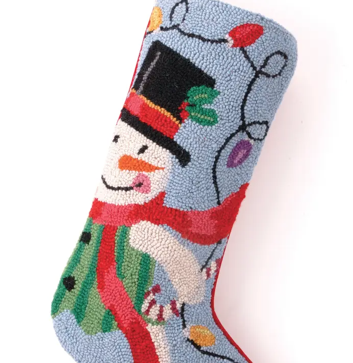 Snowman Hooked Wool Stocking
