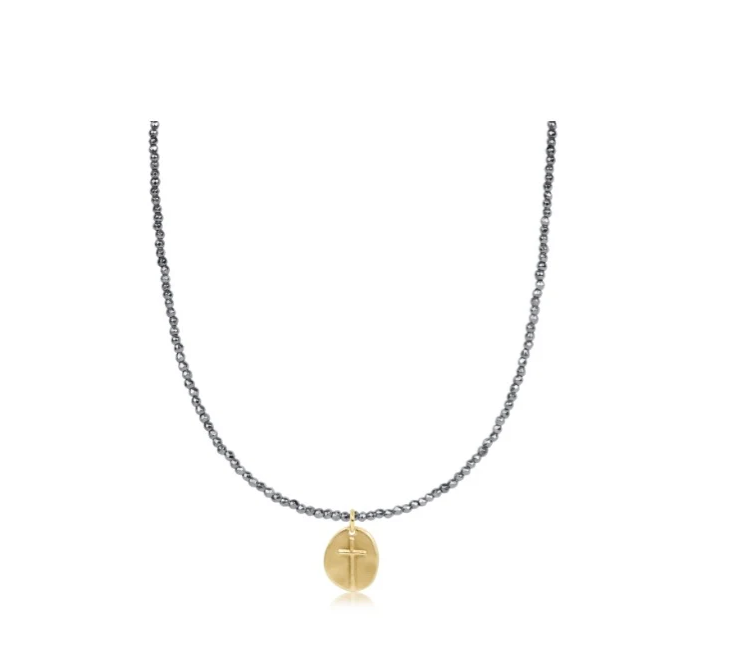 E Newton Faceted Hematite Choker - Inspire Small Charm