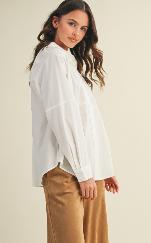 Kenia Pleat Detail Button Up Top
