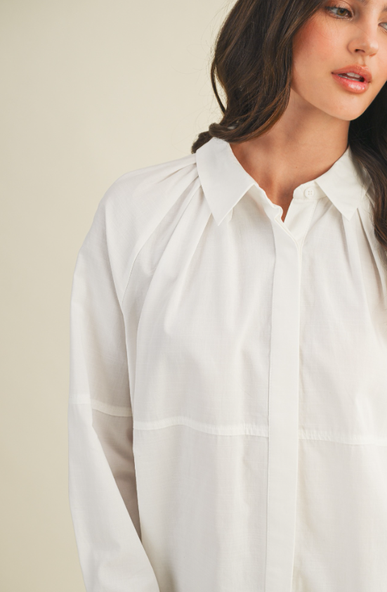 Kenia Pleat Detail Button Up Top