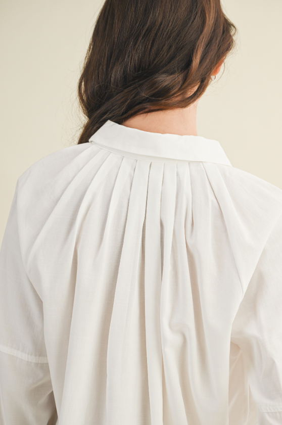 Kenia Pleat Detail Button Up Top