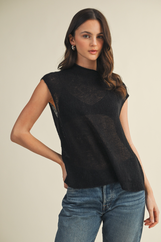 Nyomi High Neck Sleeveless Sweater Top