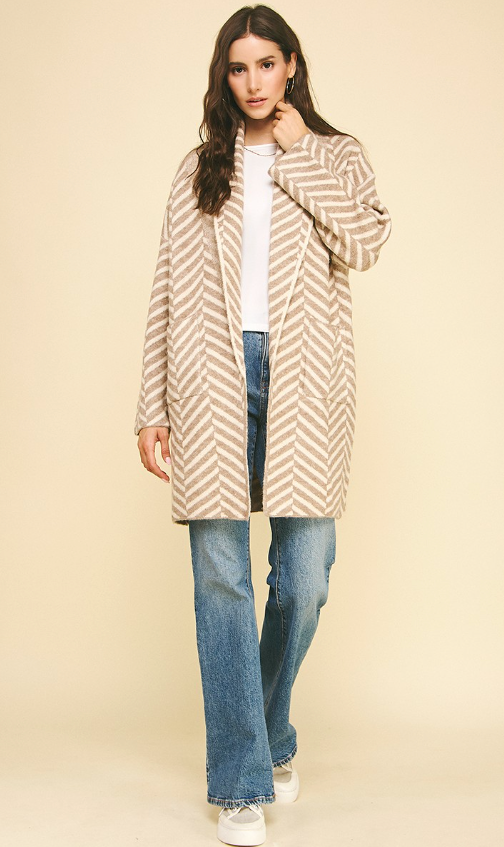 Amaris Diagonal Stripe Longline Cardigan