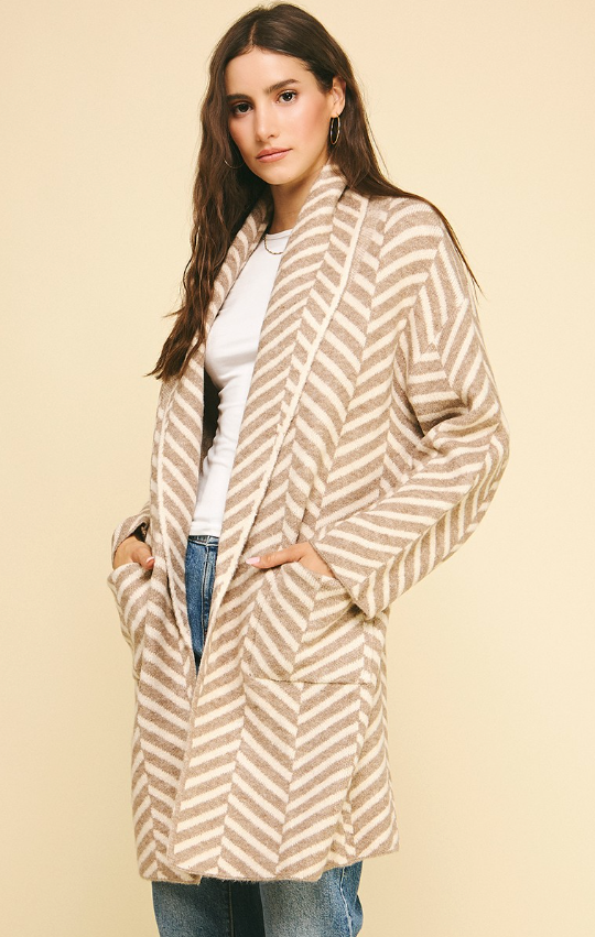 Amaris Diagonal Stripe Longline Cardigan