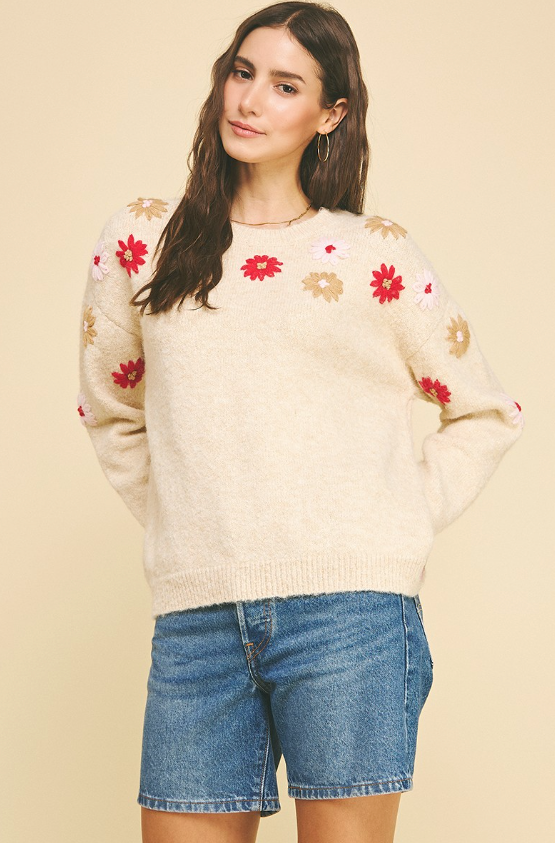 Nori Floral Embroidered Sweater