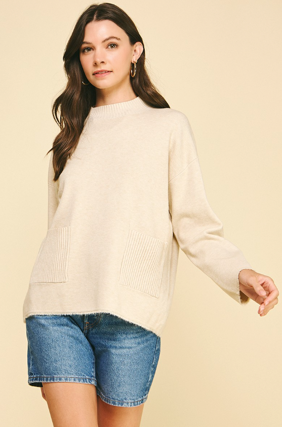 Giana Soft Yarn Knit Sweater with Pockets