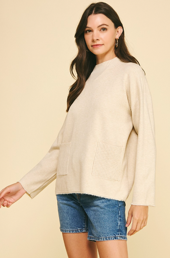 Giana Soft Yarn Knit Sweater with Pockets