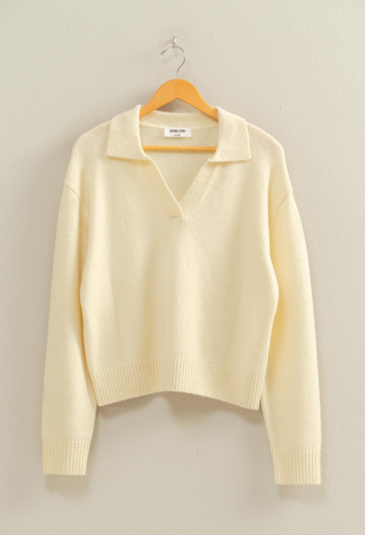 Evelynn Collared V Neck Sweater