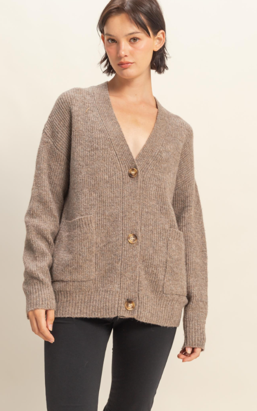 Aylin V Neck Ribbed Oversized Cardigan