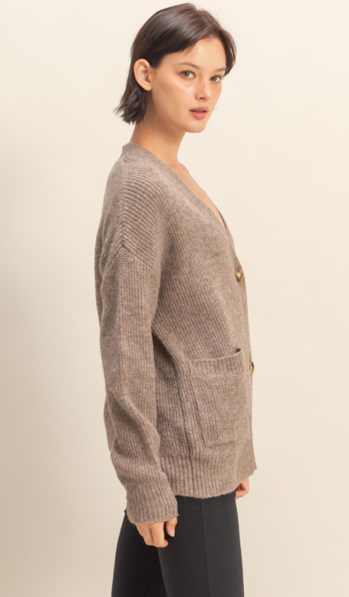 Aylin V Neck Ribbed Oversized Cardigan