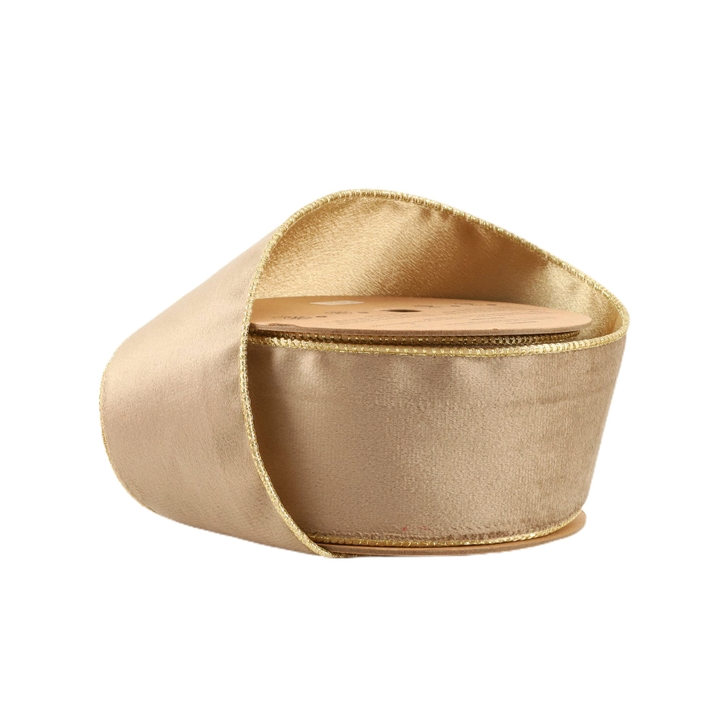 10yds Champagne Reversible Velvet Wired Ribbon
