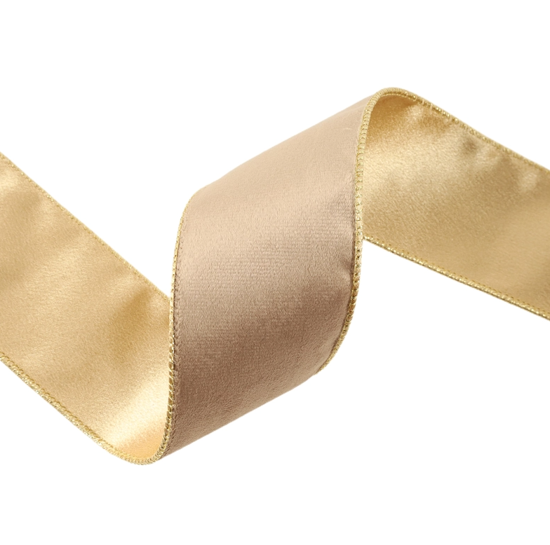 10yds Champagne Reversible Velvet Wired Ribbon