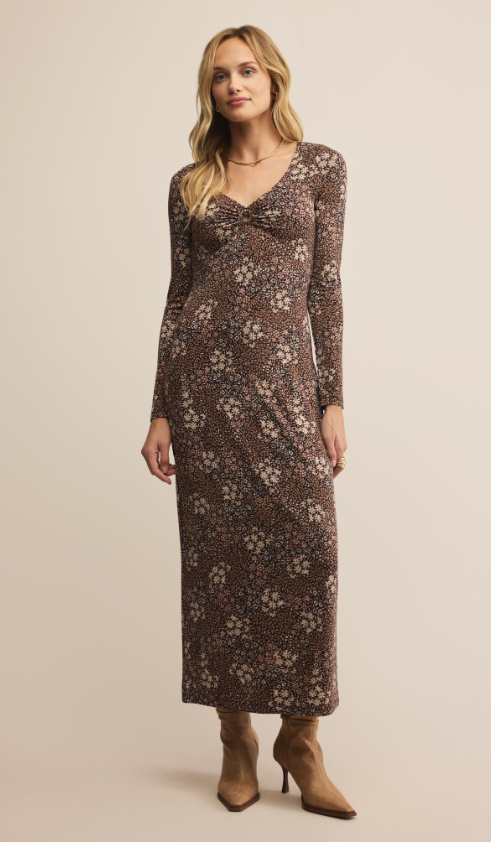 Z Supply Exhale Sable Floral Midi Dress