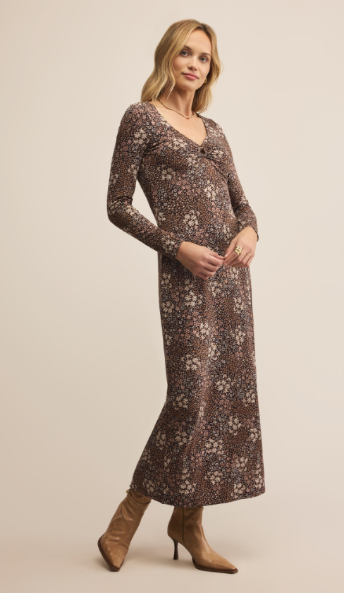 Z Supply Exhale Sable Floral Midi Dress