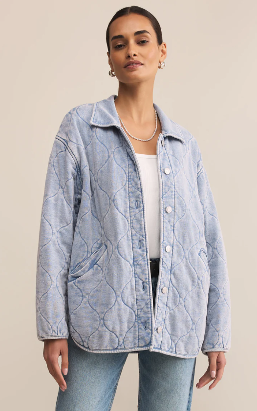 Z Supply Boulder Quilted Knit Denim Jacket
