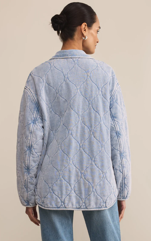 Z Supply Boulder Quilted Knit Denim Jacket