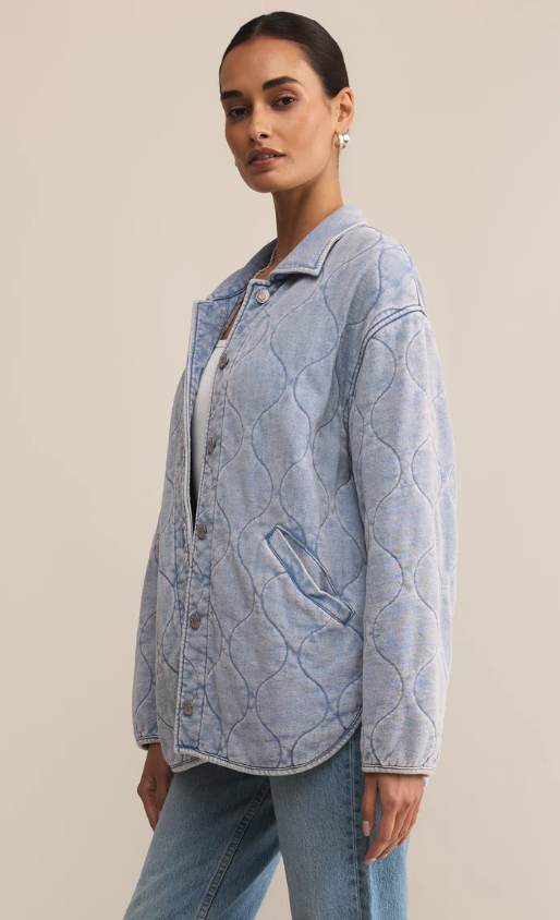 Z Supply Boulder Quilted Knit Denim Jacket