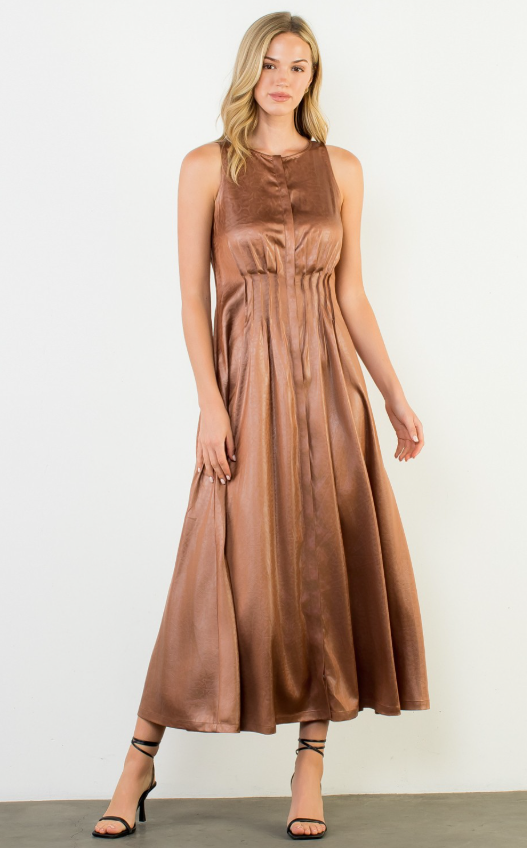 Angelina Pleated Sleeveless Maxi Dress