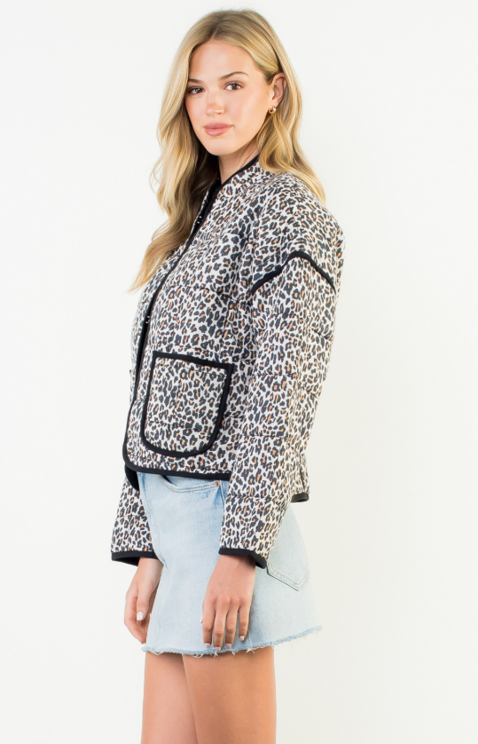 Leopard Print Quilted Puffer Jacket