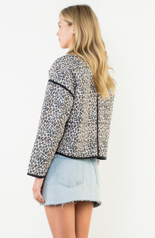 Leopard Print Quilted Puffer Jacket