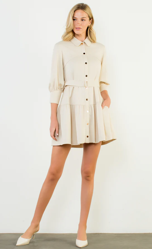 Helen Mid Sleeve Button Up Dress