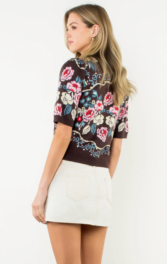 Maryam Floral Short Sleeve Sweater Top