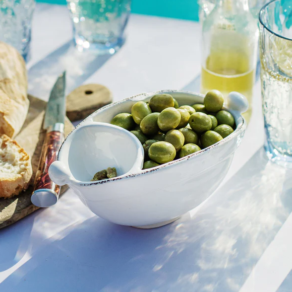 Vietri Lastra White Two-Part Olive Bowl