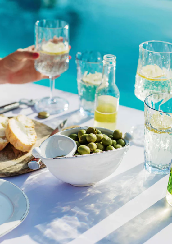 Vietri Lastra White Two-Part Olive Bowl