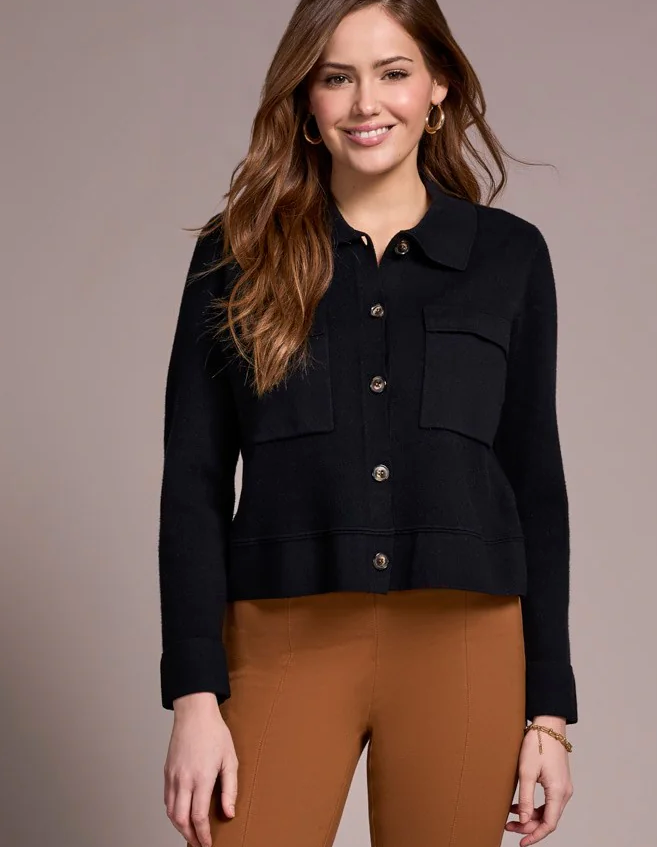 Tribal Double Knit Collared Sweater Cardigan