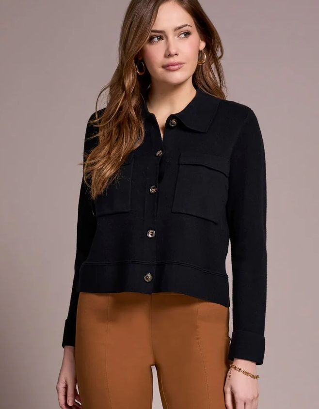 Tribal Double Knit Collared Sweater Cardigan