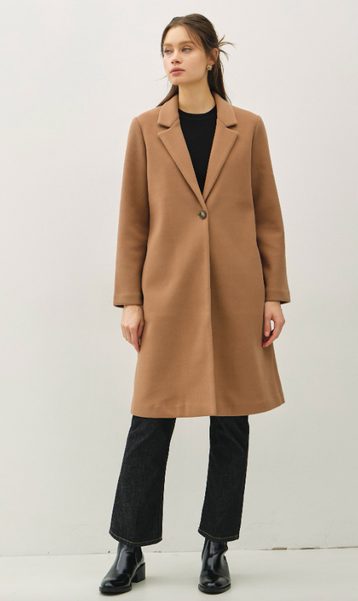 Danielle Notched Lapel Single Button Coat
