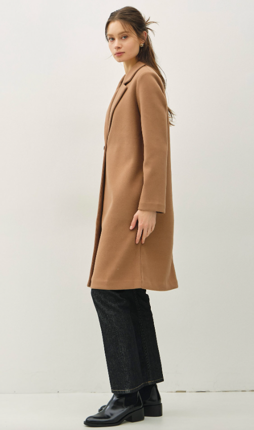 Danielle Notched Lapel Single Button Coat