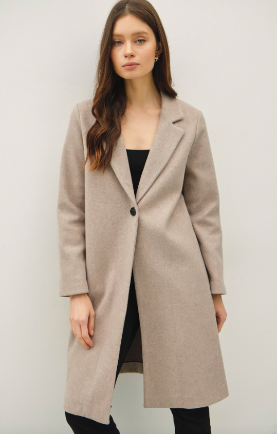 Danielle Notched Lapel Single Button Coat