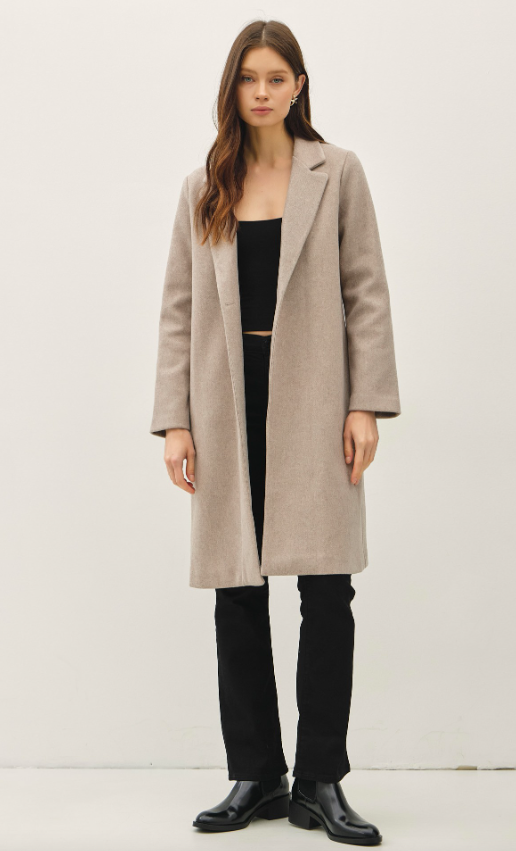 Danielle Notched Lapel Single Button Coat