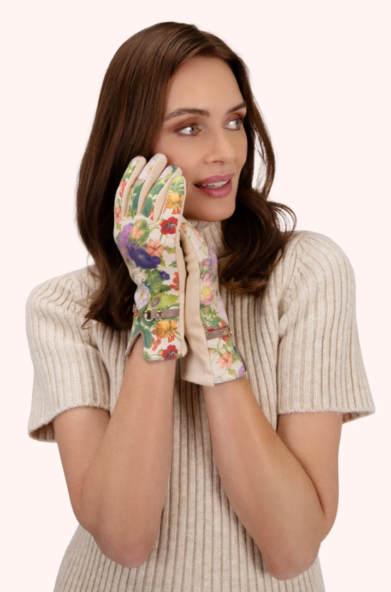 Kylie Floral Suede Gloves