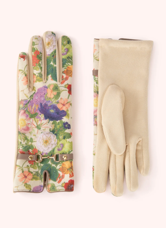 Kylie Floral Suede Gloves