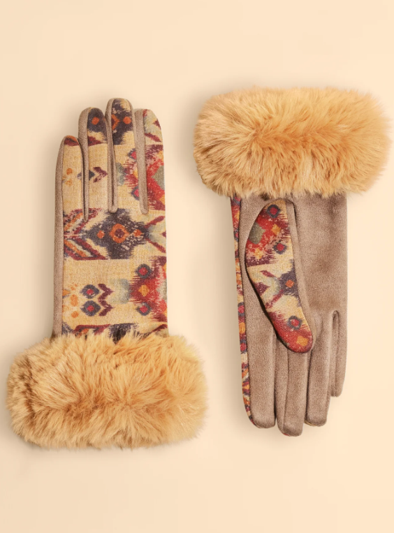 Bernadette Floral Faux Fur Gloves