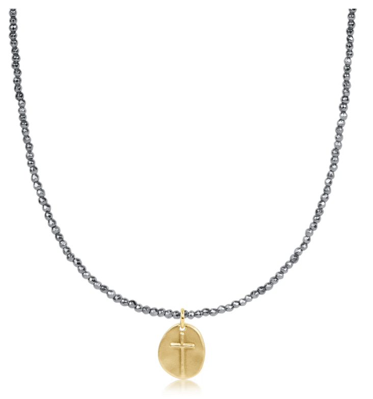 E Newton Faceted Hematite Choker - Inspire Small Charm
