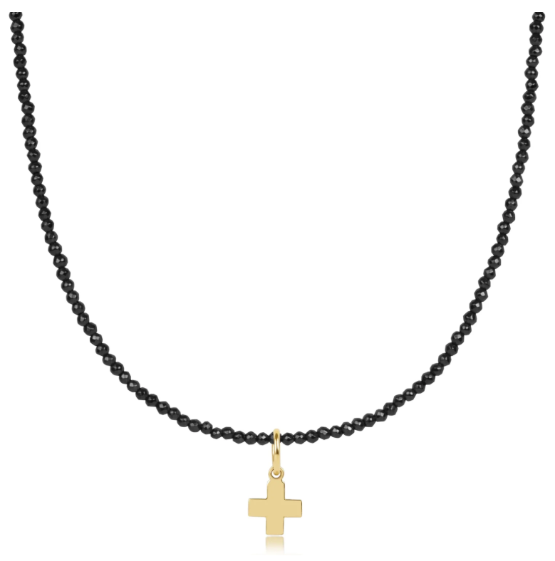 E Newton Faceted Hematite Choker - Signature Cross Charm