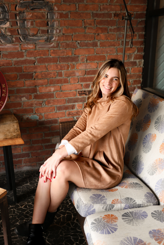 Hilary Suede 3/4 Sleeve Shift Dress