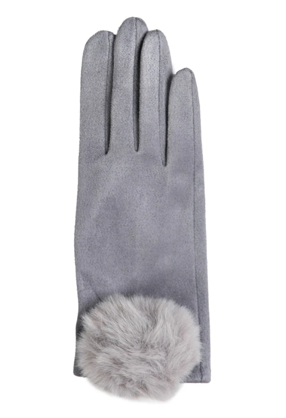 Mariah Faux Fur Pom Pom Touchscreen Gloves