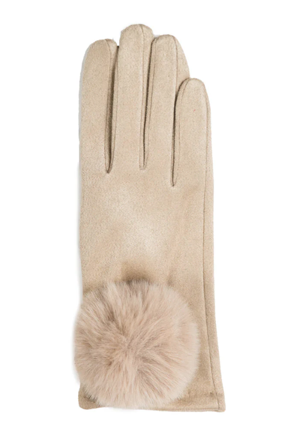 Mariah Faux Fur Pom Pom Touchscreen Gloves