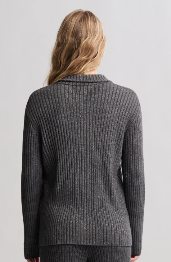 Barefoot Dreams CozyChic Ultra Lite Lurex Rib Button Front Shirt